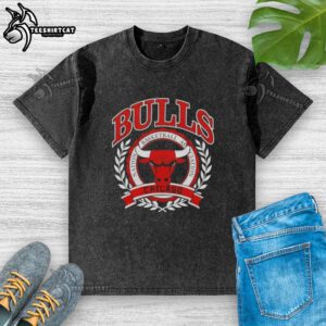 Pretty Chicago Bulls National Basketball Association crest on a washed t-shirt, showcasing team spirit and style.