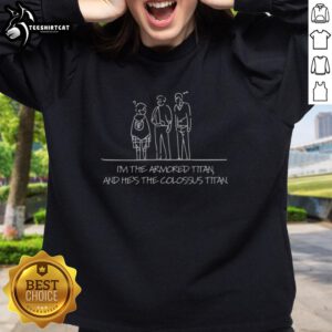 Armored Titan and Colossus Titan sweatshirt featuring bold graphics from the popular anime series, perfect for fans.