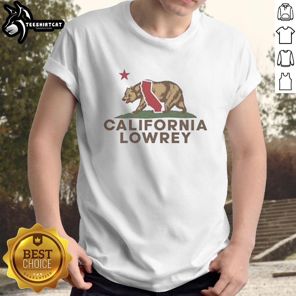Vintage Lowrey California Bear T-shirt featuring California Republic wordplay design in a stylish graphic print.