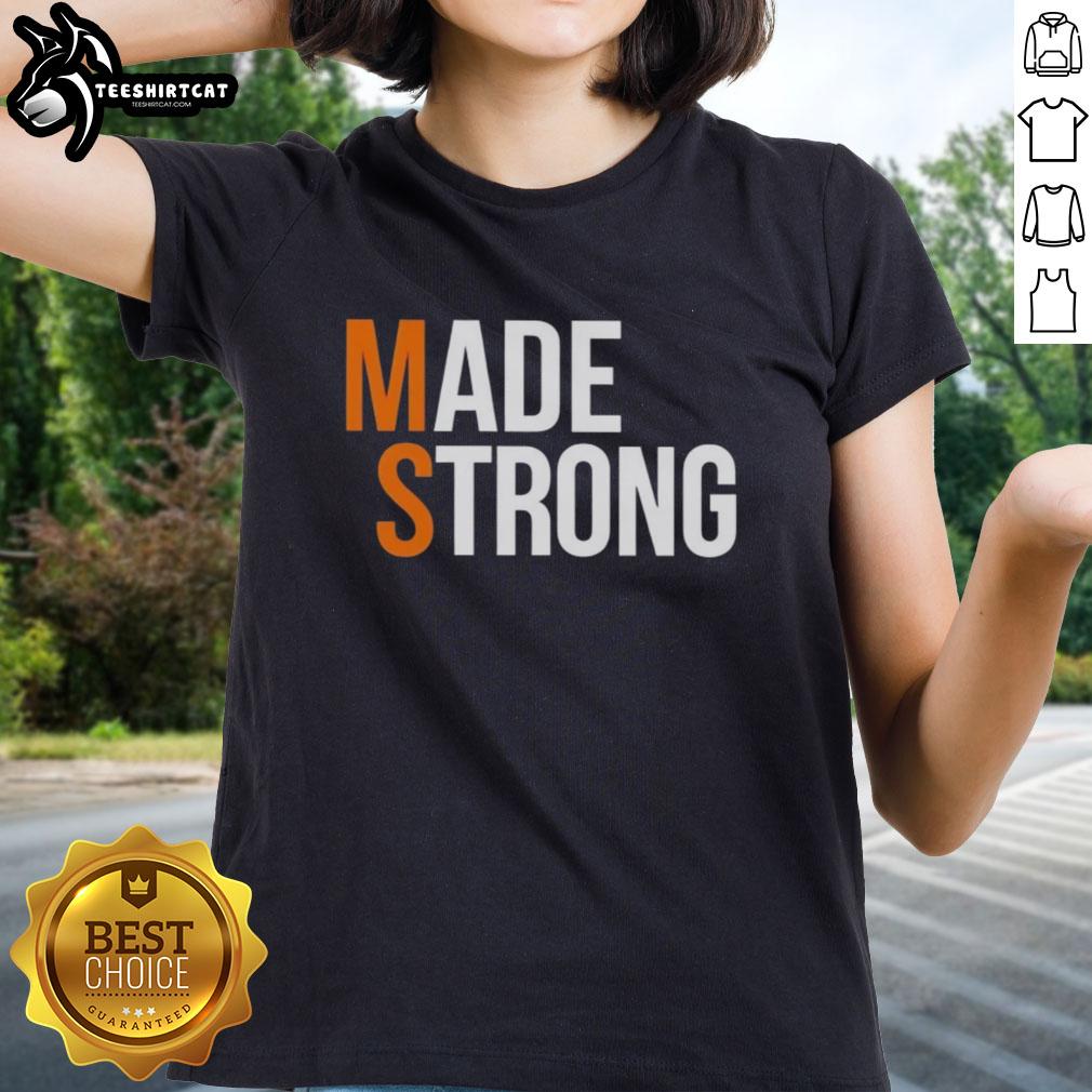 Pretty Made Strong Ladies Tee in vibrant colors, showcasing a stylish design for empowered women.