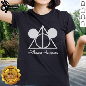 Pretty Mickey Mouse Deathly Hallows ladies tee featuring a stylish design combining Disney and Harry Potter themes.