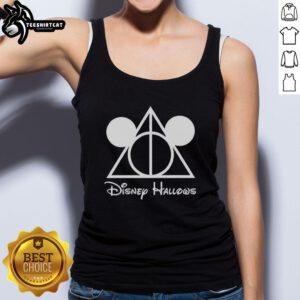 Alt Text: Stylish Pretty Mickey Mouse Deathly Hallows tank top featuring iconic symbols and vibrant colors for a trendy look.