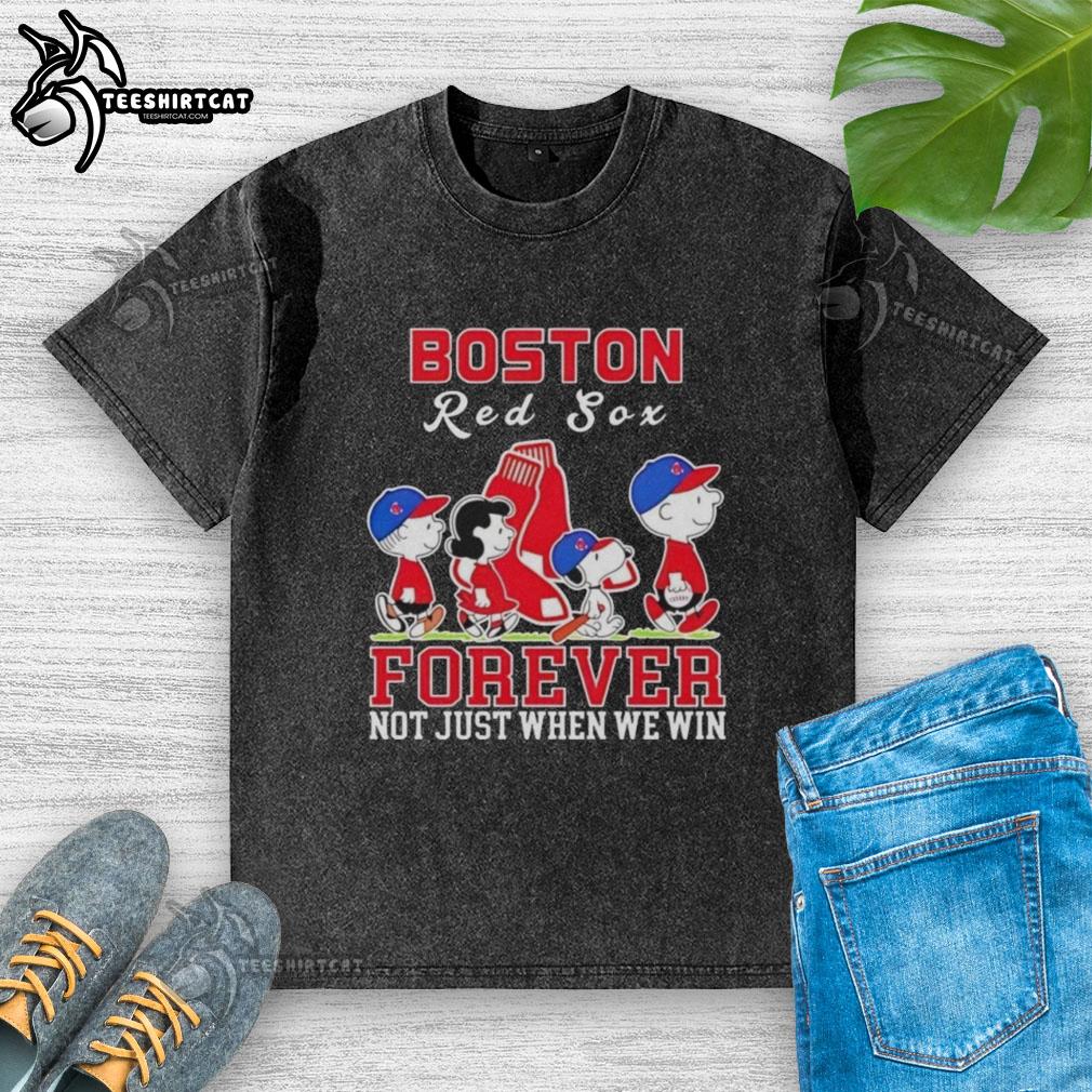 Pretty Snoopy and Charlie Brown Boston Red Sox baseball t-shirt, perfect for fans who support the team always, not just in wins.