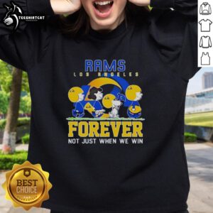 Pretty Snoopy and Charlie Brown Los Angeles Rams sweatshirt design, celebrating fandom and team spirit, perfect for game day.