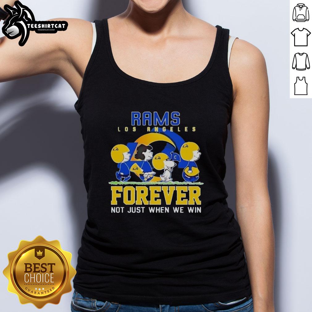 Pretty Snoopy and Charlie Brown tank top for Los Angeles Rams fans, celebrating loyalty beyond winning.