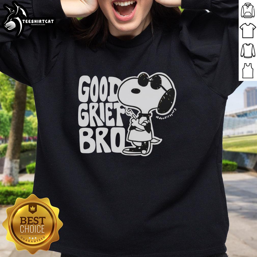 Pretty Snoopy Good Grief Bro graphic sweatshirt featuring a colorful Snoopy design on a cozy fabric.