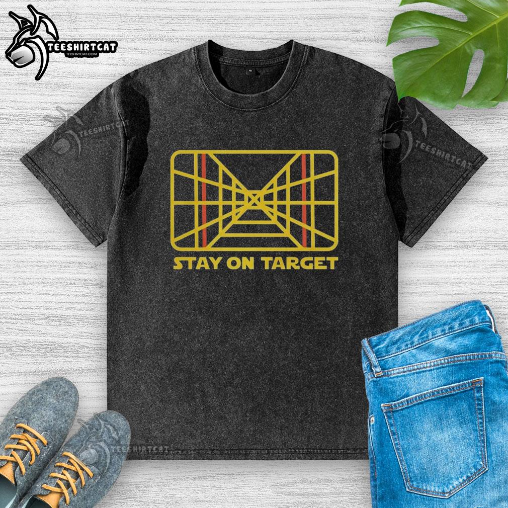Pretty Star Wars Stay On Target washed t-shirt featuring a vintage graphic design for fans of the iconic sci-fi franchise.