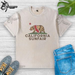 Vintage washed t-shirt featuring a California bear design and California Republic flag style, perfect for casual wear.