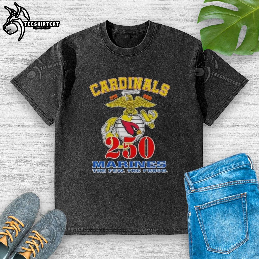 Arizona Cardinals x U.S.M.C. 250th Birthday Celebration washed t-shirt featuring vibrant team colors and commemorative design.