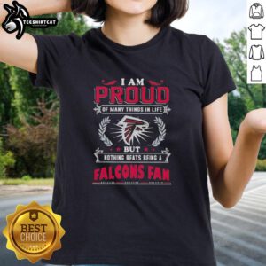 Atlanta Falcons fan ladies tee showcasing pride, perfect for dedicated supporters of the team.