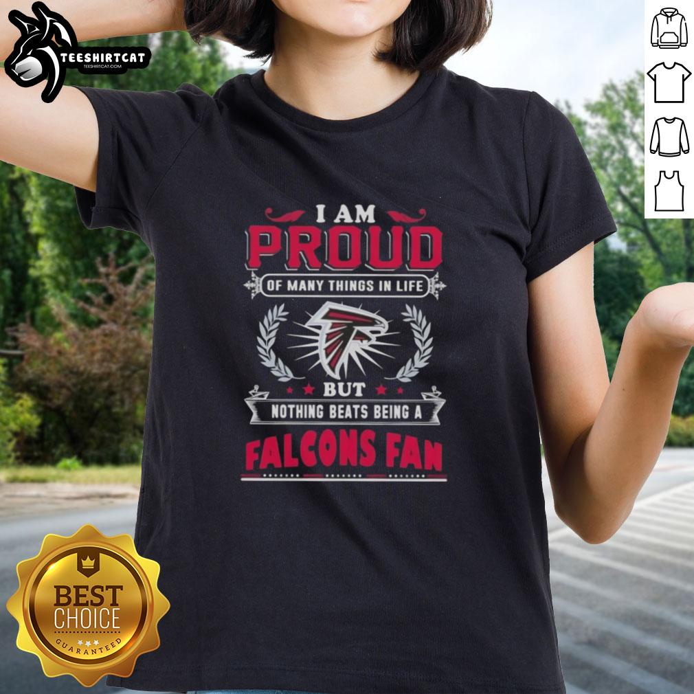 Atlanta Falcons fan ladies tee showcasing pride, perfect for dedicated supporters of the team.