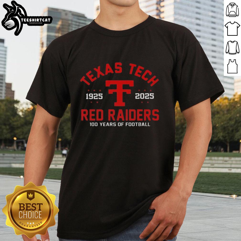 Alt Text: Top Jacob Rodriguez Texas Tech 100 Years of Football 1925-2025 T-Shirt featuring bold graphics and vibrant colors.