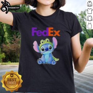 Alt Text: Top Stitch Cosplay Crocodile X FedEx Ladies Tee featuring vibrant design and comfortable fit for cosplay enthusiasts.