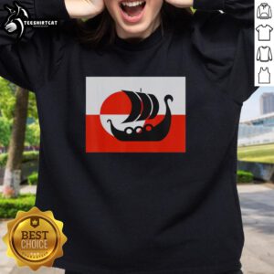 Alt Text: Support Danish sweatshirt featuring the Greenland flag with 'Not for Sale' text - Awesome Denmark design.