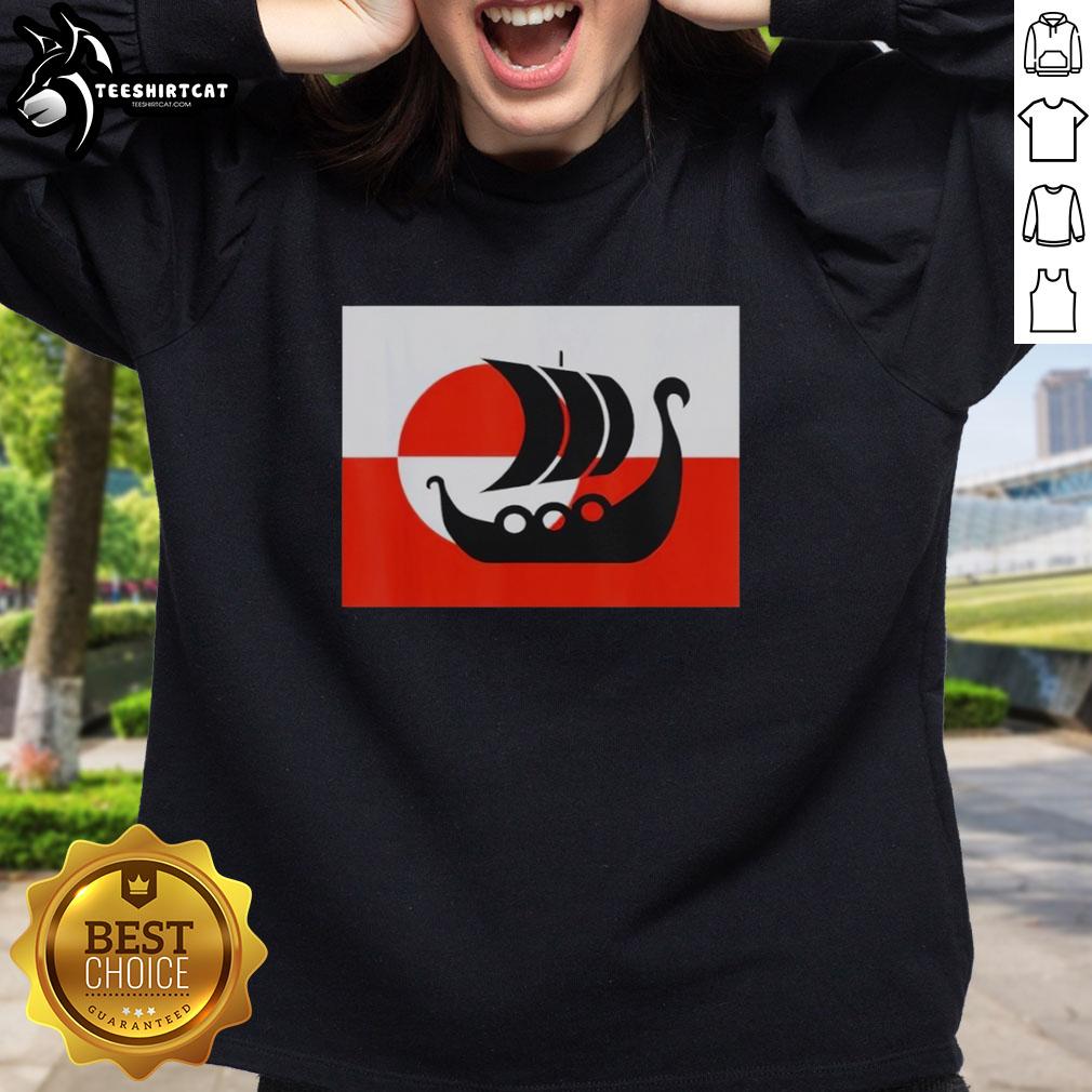 Alt Text: Support Danish sweatshirt featuring the Greenland flag with 'Not for Sale' text - Awesome Denmark design.