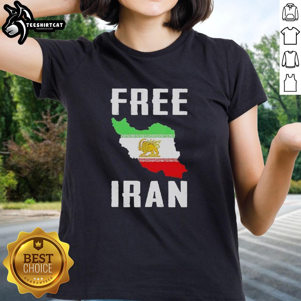 Stylish Awesome Free Iran Lion Symbol Ladies Tee featuring a bold lion graphic, perfect for showcasing support and style.