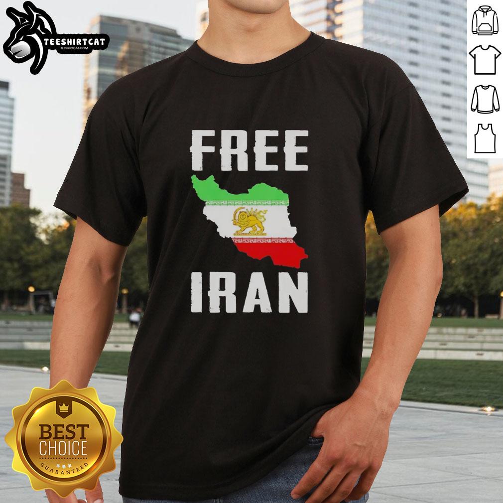 Alt Text: Awesome Free Iran Lion Symbol T-Shirt featuring a bold lion graphic representing freedom and heritage.