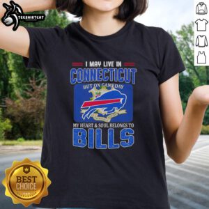 Buffalo Bills ladies tee showcasing team pride, perfect for game day in Connecticut. Awesome fan apparel for women.