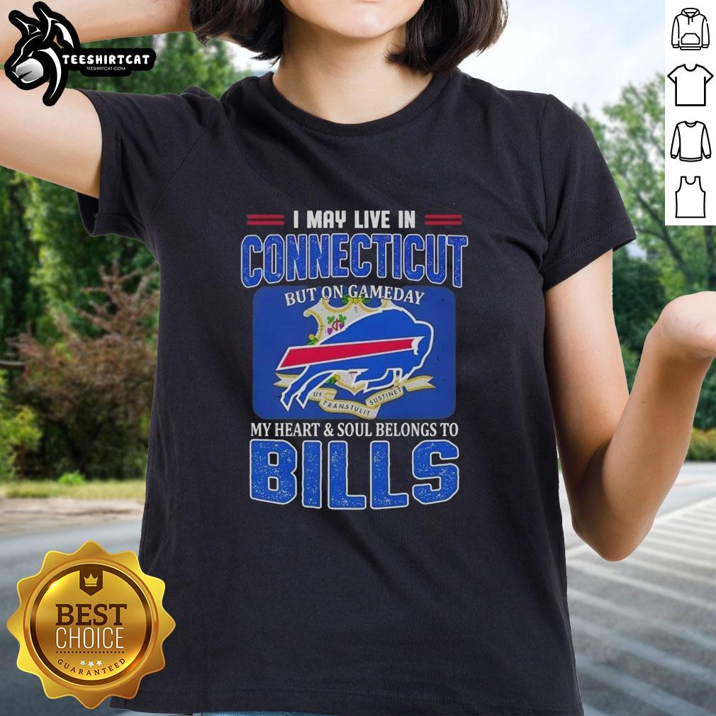 Buffalo Bills ladies tee showcasing team pride, perfect for game day in Connecticut. Awesome fan apparel for women.