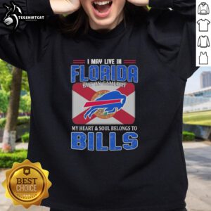 Buffalo Bills football flag sweatshirt, perfect for fans living in Florida on game day, showcasing team spirit.