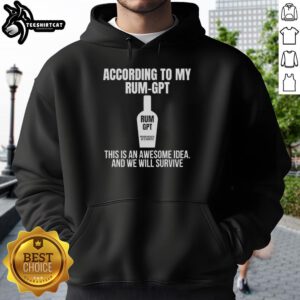 Funny hoodie design featuring 'According To My Rum' slogan, perfect for humor lovers and party enthusiasts.