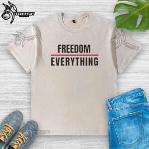 Hot Freedom Over Everything washed t-shirt in a casual setting, showcasing a trendy design for stylish comfort.