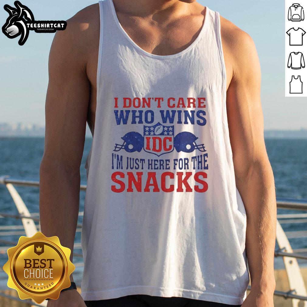 Hot I Don't Care Who Wins NFL Tank Top featuring IDC logo, perfect for game day snacks and sports fans.