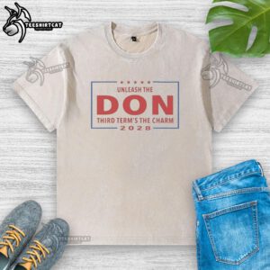 Alt Text: 2028 Hot Unleash The Don Third Terms Charm Washed T-Shirt featuring a stylish graphic design.