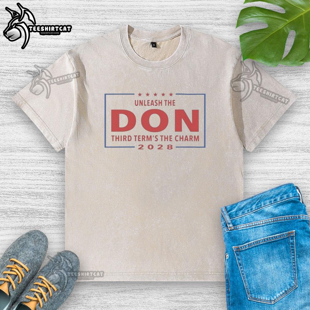 Alt Text: 2028 Hot Unleash The Don Third Terms Charm Washed T-Shirt featuring a stylish graphic design.