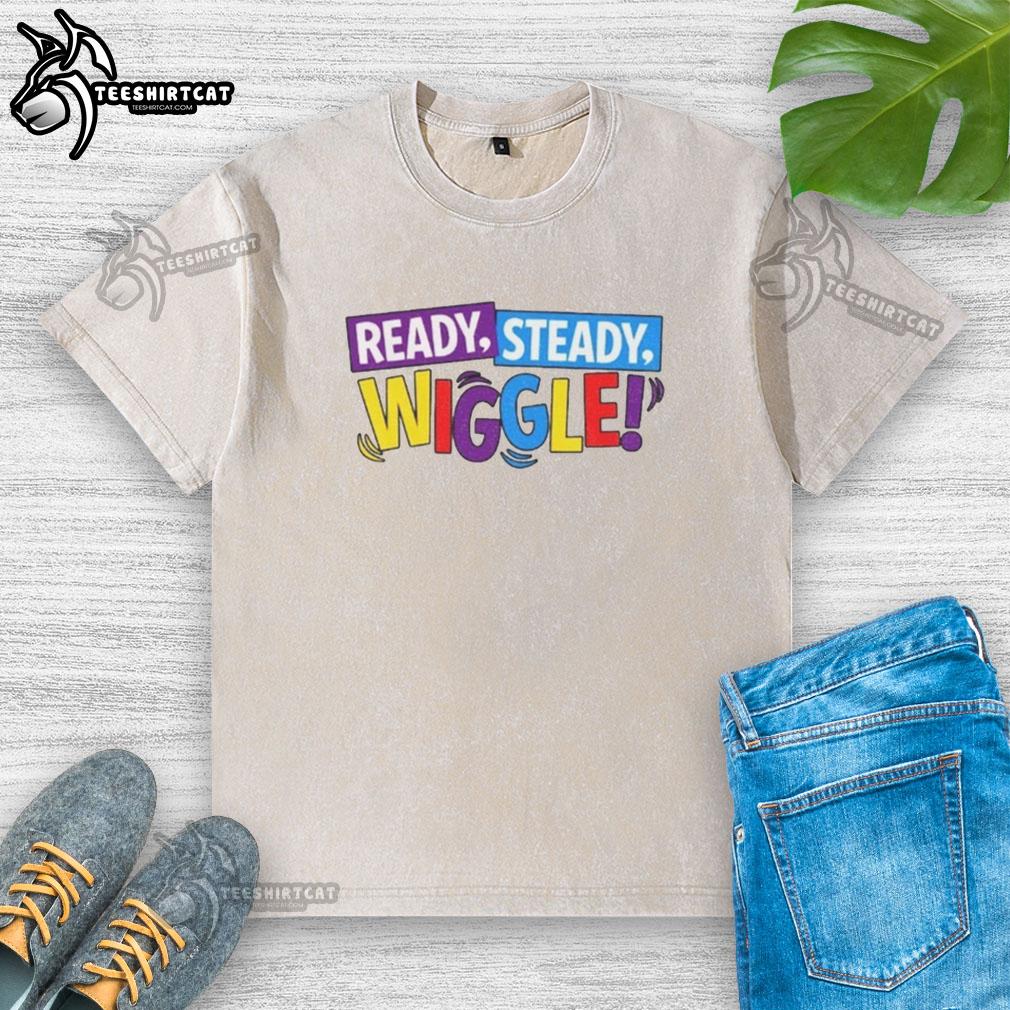 Hot Wiggles Inspired Ready Steady Wiggle washed t-shirt featuring vibrant colors and playful graphics for kids.