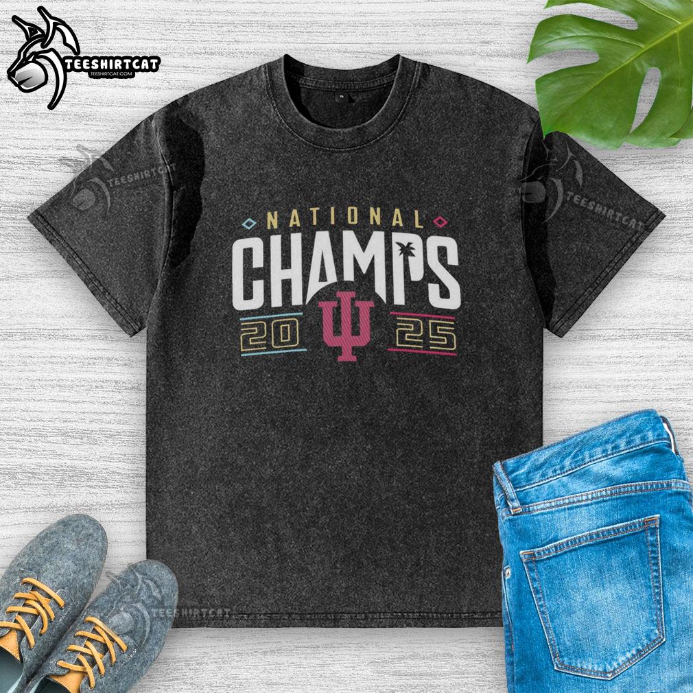 Nice Indiana Hoosiers National Champions 2025 washed t-shirt featuring bold team colors and logo, perfect for fans.