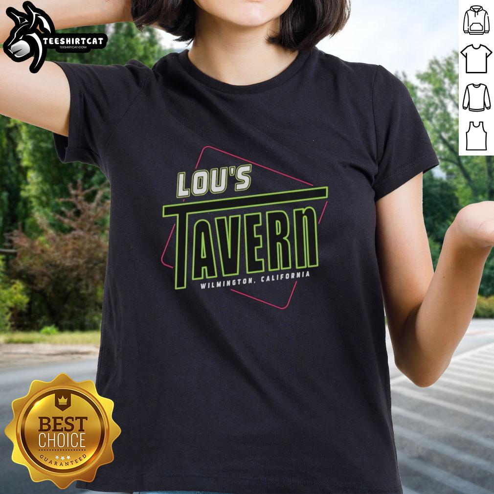 Alt Text: Ladies tee featuring Nice Lou's Tavern logo in Wilmington, California, perfect for casual wear and local pride.