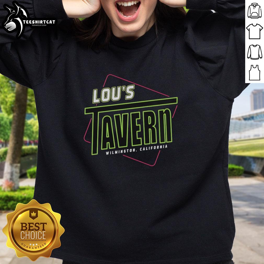 Cozy sweatshirt featuring Nice Lous Tavern logo, perfect for fans in Wilmington, California.