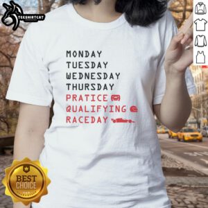 Alt Text: Ladies tee for Nice Monday Tuesday Thursday practice and qualifying race day, featuring a stylish design and vibrant colors.