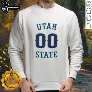 Utah State Aggies Men's basketball sweatshirt in navy blue, featuring the number 00, perfect for fans and athletes.