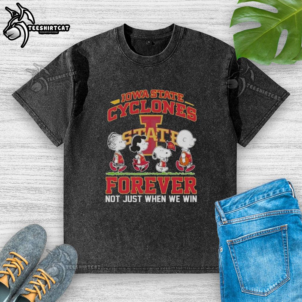 Alt Text: Iowa State Cyclones Forever washed t-shirt featuring Snoopy and friends, perfect for fans and casual wear.