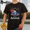 Alt Text: Cute Peanuts Snoopy driving a car on a fall-themed t-shirt for girls who love Arsenal FC.
