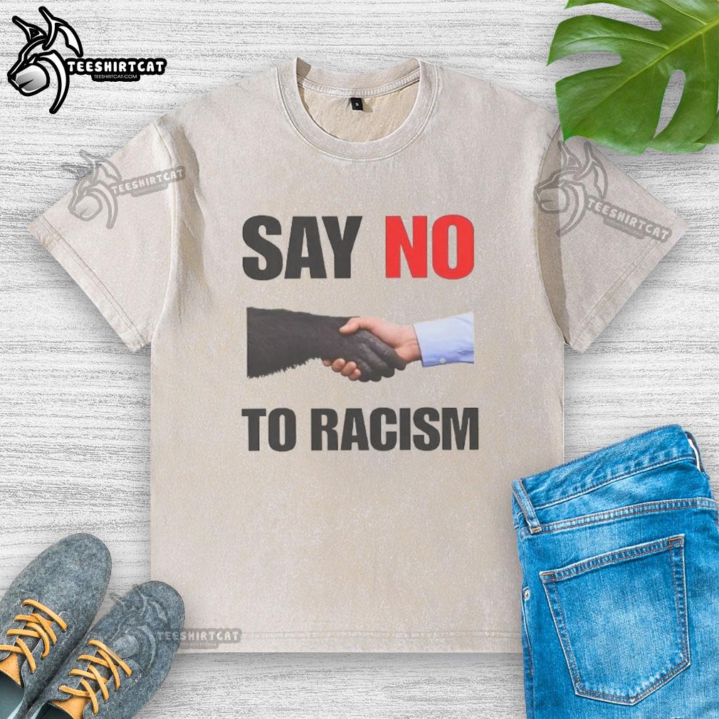 Nice Say No To Racism washed t-shirt featuring a bold anti-racism message, perfect for promoting equality and unity.