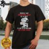 Alt Text: Funny Snoopy t-shirt with 'Growing Old Is A Gift I'd Like To Return Mine For Store Credit' text design.
