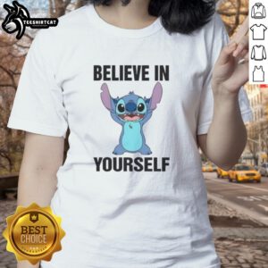 Cartoon ladies tee with 'Believe in Yourself' design, perfect for casual wear and inspiring confidence.