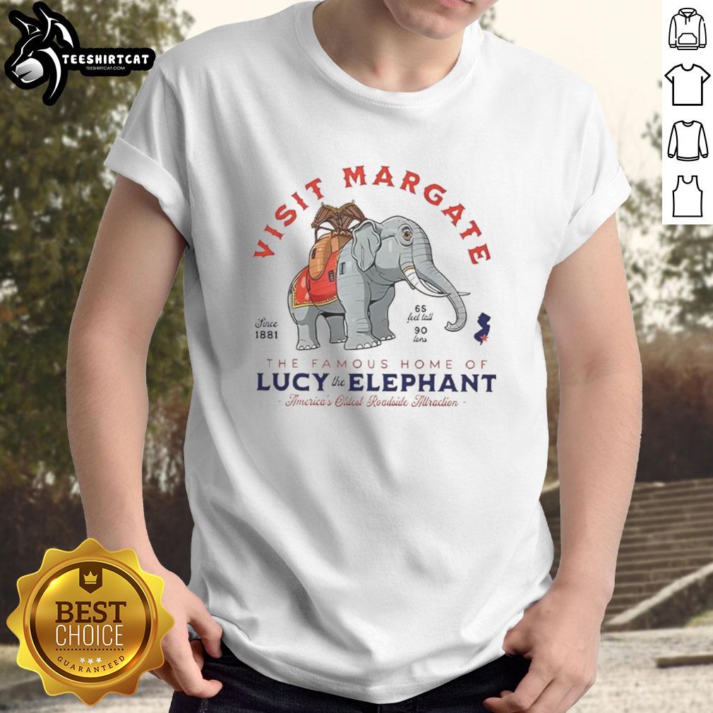 Lucy the Elephant t-shirt featuring Margate's iconic roadside attraction, celebrating America's oldest landmark.