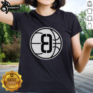 Alt Text: Official Brooklyn Nets Ed8 Logo Ladies Tee featuring stylish design for female fans of Brooklyn Nets basketball.