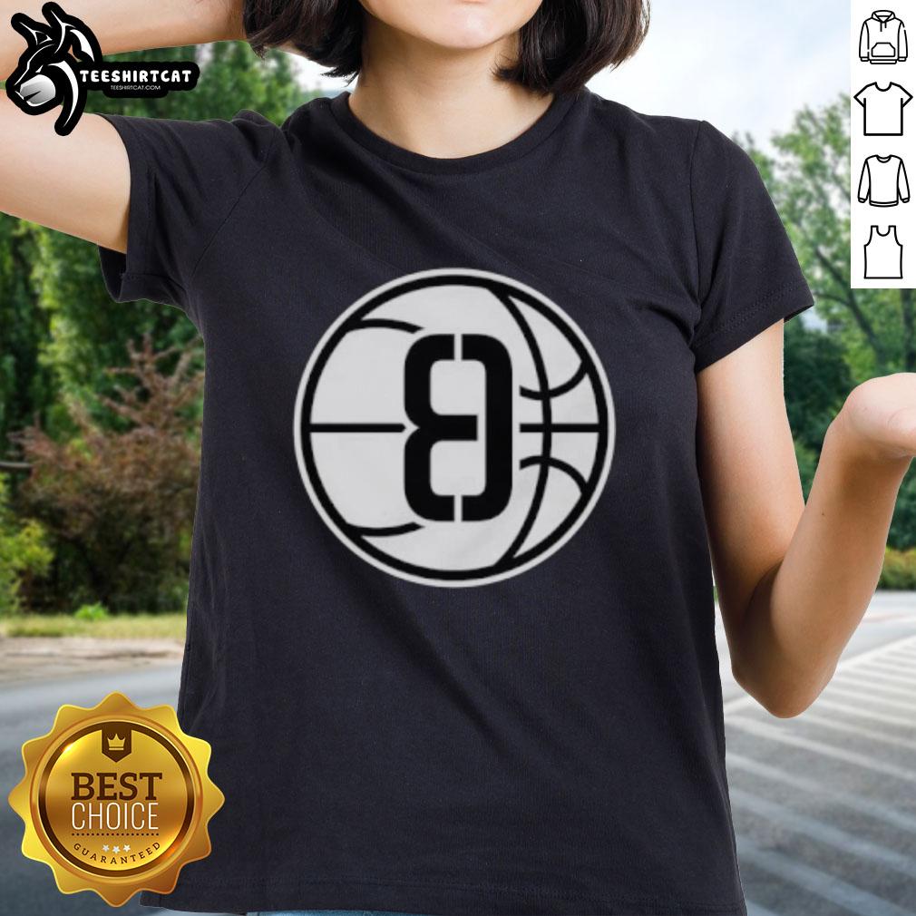 Alt Text: Official Brooklyn Nets Ed8 Logo Ladies Tee featuring stylish design for female fans of Brooklyn Nets basketball.