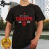 Alt Text: Official Indiana Hoosiers Premium NCAA 2026 CFP National Champions mascot t-shirt in red with team logo.