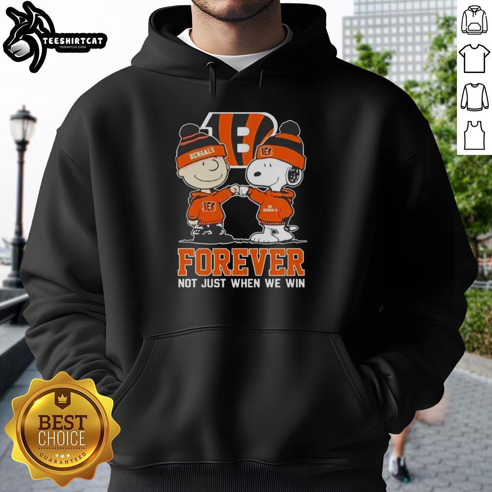 Official Peanut Snoopy and Charlie Brown Cincinnati Bengals hoodie - 'Forever Not Just When We Win' design.