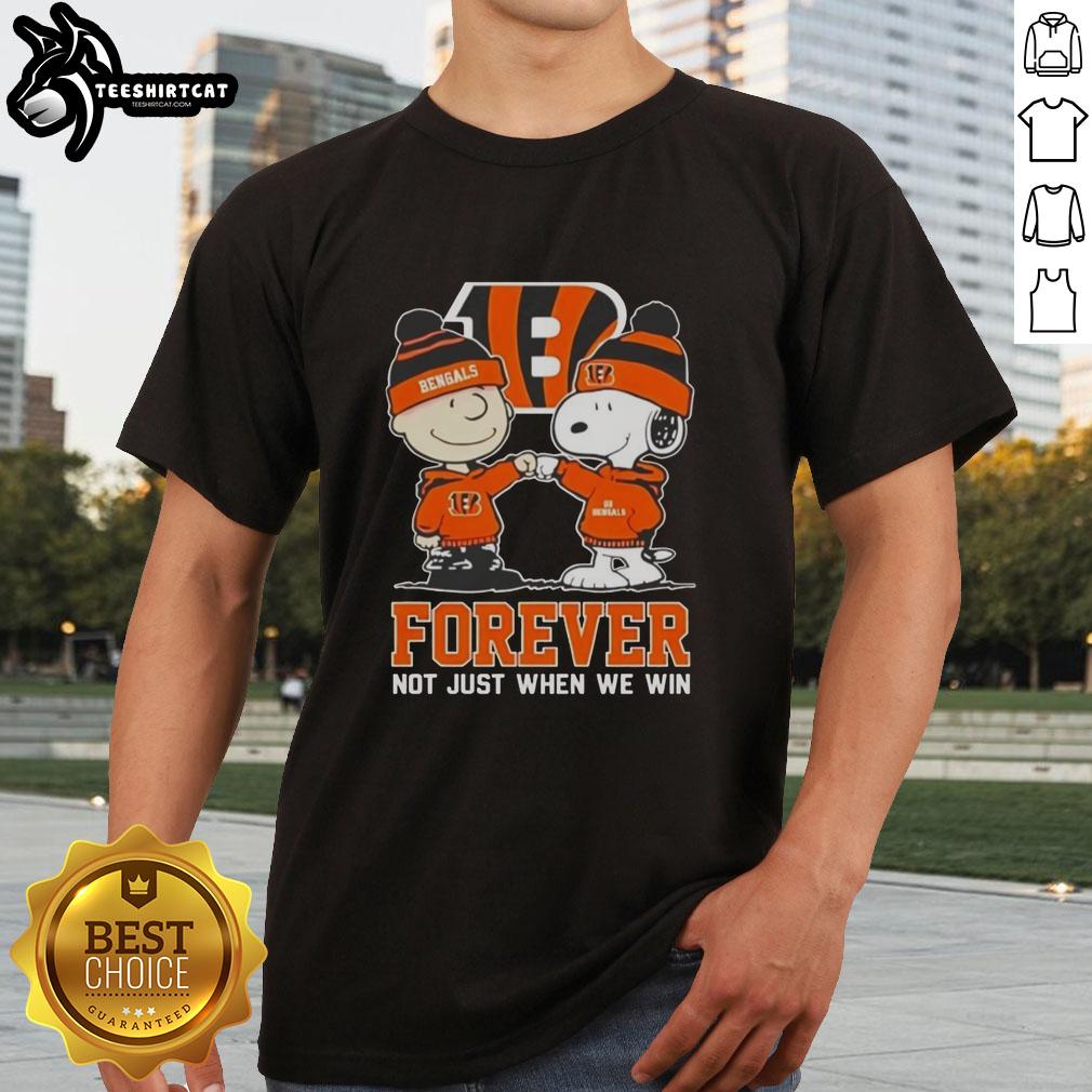Official Peanut Snoopy Charlie Brown Cincinnati Bengals Forever T-Shirt for fans, celebrating loyalty beyond wins.