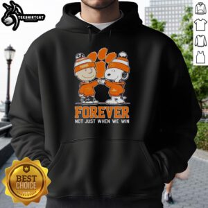 Clemson Tigers Forever hoodie featuring Snoopy and Charlie Brown, perfect for fans supporting the team year-round.