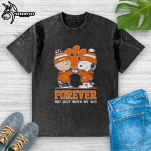 Official Peanut Snoopy Charlie Brown Clemson Tigers Forever T-Shirt showcasing team spirit and style for fans.
