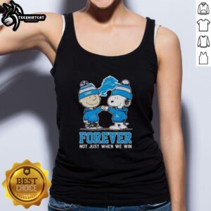 Official Peanut Snoopy and Charlie Brown Detroit Lions Forever tank top design, perfect for fans celebrating every game.