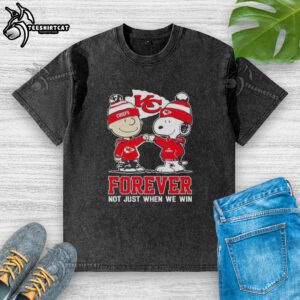 Official Peanut Snoopy and Charlie Brown Kansas City Chiefs Forever T-shirt design for fans, perfect for game day.